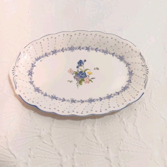 Vintage Nikko BLUE PEONY Oval Relish Dish Japan Fine Tableware Blossomtime - Picture 7 of 10